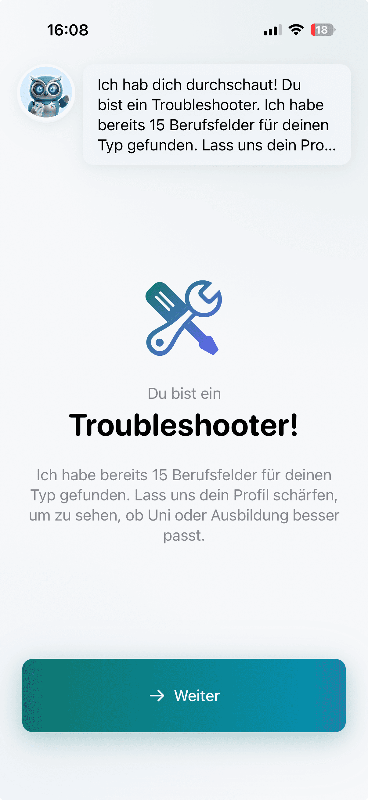 Troubleshooter Ergebnis